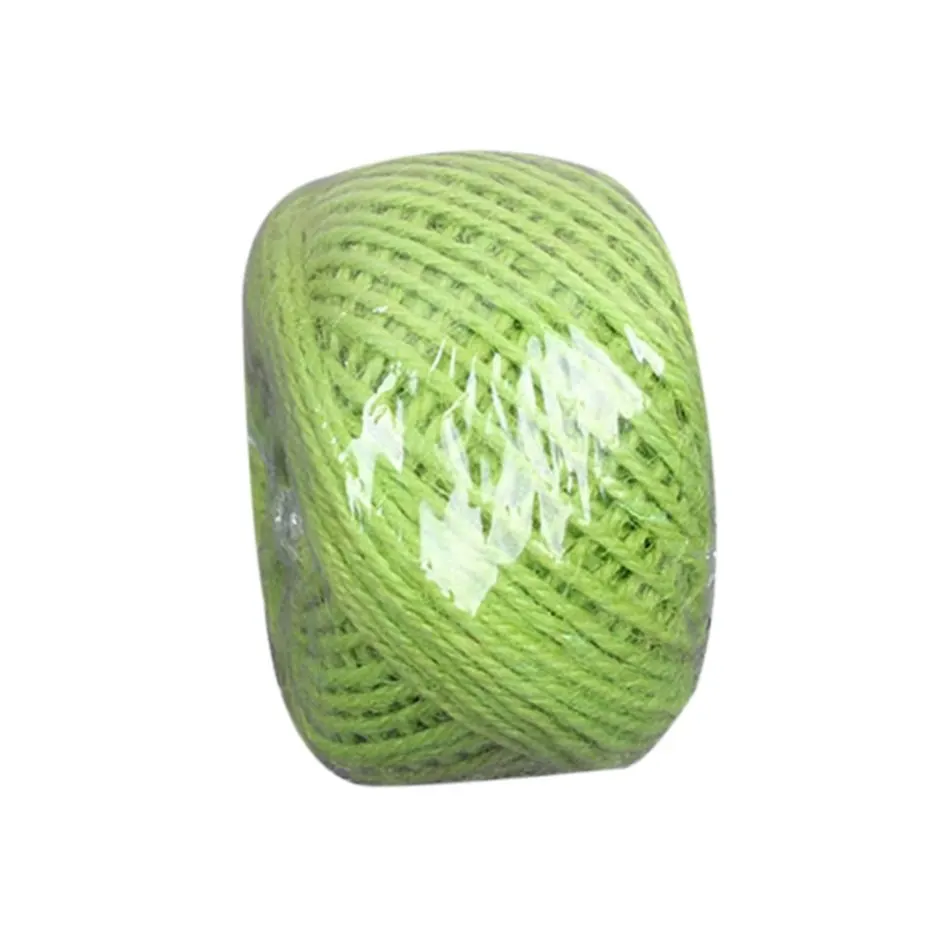 Light Green 50 м красочный джутовый шпагат пеньковая веревка, упаковочный обмоточный шнур, лента для творчества, Подарочная коробка, шнур для свадьбы, новогодние украшения - Цвет: Light Green