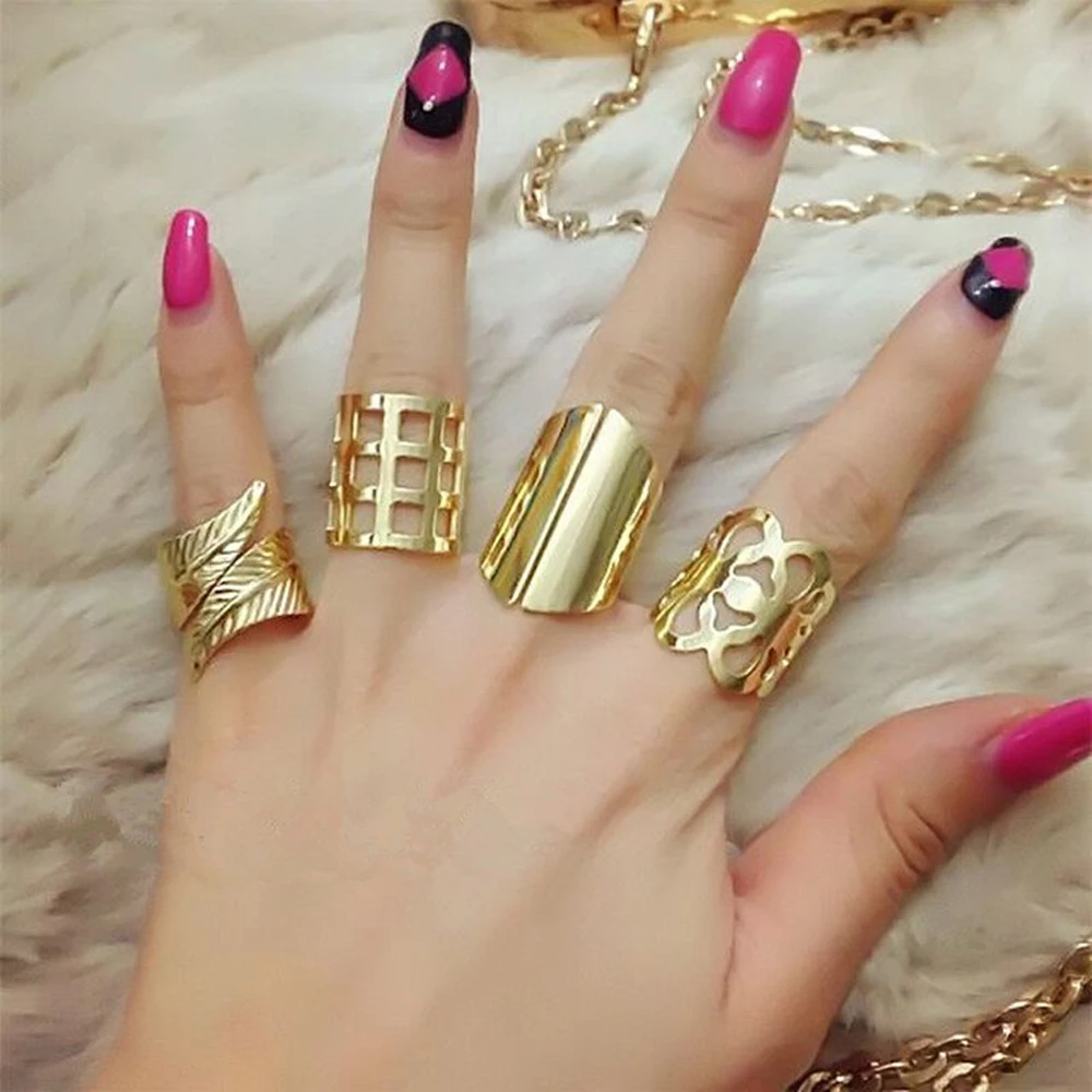Kayshine 4 шт./компл. панк золото-Цвет серебро Цвет бренд палец кольцо Наборы для ухода