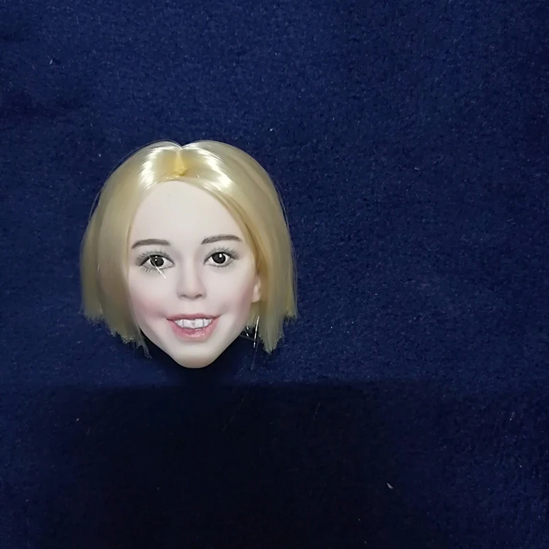 

1/6 Women Head Short Yellow Hair Happy Smiling Faces for 12'' Bodies