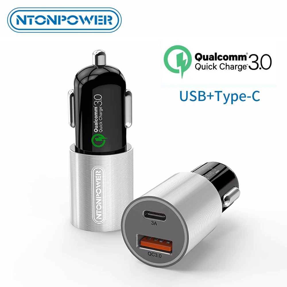 NTONPOWER Mini Quick Charge 3.0 USB Car-Charger For Xiaomi mi 9 Huawei P30 Pro QC3.0 Fast Typr-C PD Car Charging Phone Charger