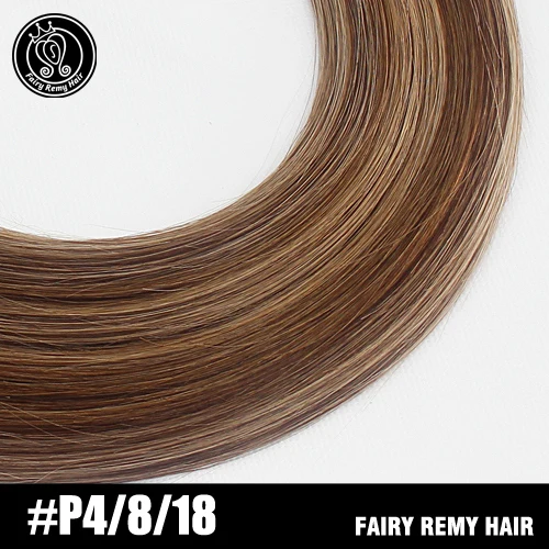 P4-8-18 Сказочные волосы remy 0,8 г/локон 16 дюймов Натуральные Человеческие волосы Remy с плоским кончиком для наращивания шелковистые прямые темно-коричневые Предварительно Связанные кератиновые волосы - Цвет: P4-8-18