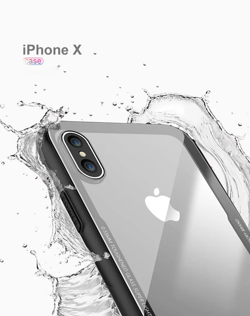 2018 Новый Закаленное Стекло чехол для iPhone X iphone 8 7 Plus Телефонные Чехлы Роскошные