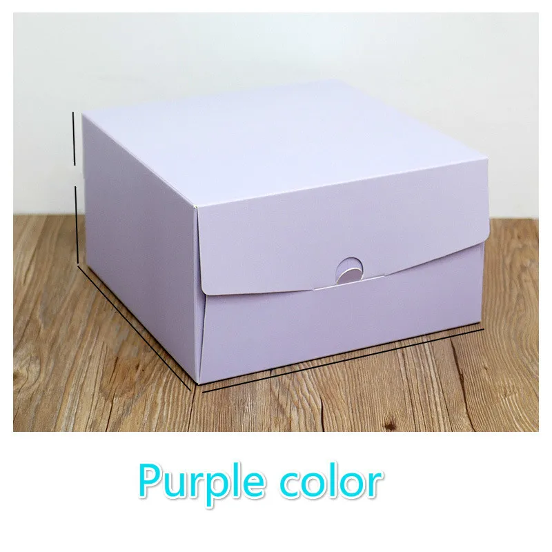 Purple color Новая цветная коробка для выпечки 6 дюймов 21x21x15 см 8 дюймов 26x26x15 см 10 дюймов 12 дюймов рельефная Подарочная коробка для торта на день рождения - Цвет: Purple color