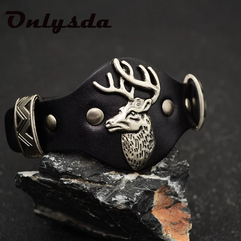 Мужские Широкие браслеты Onlysda из цинкового сплава Milu Deer модные в стиле панк с