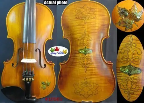 

Strad style SONG maestro 4/4 violin inlaid shell & carving,powerful sound #10983