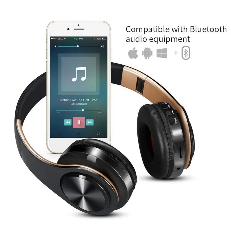 Популярные Bluetooth наушники складные беспроводные стерео гарнитуры Handsfree наушники с микрофоном Поддержка TF карты Play