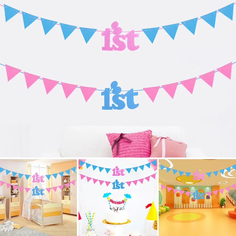 1st подвесная гирлянда из флажков для маленьких девочек мальчиков первый день