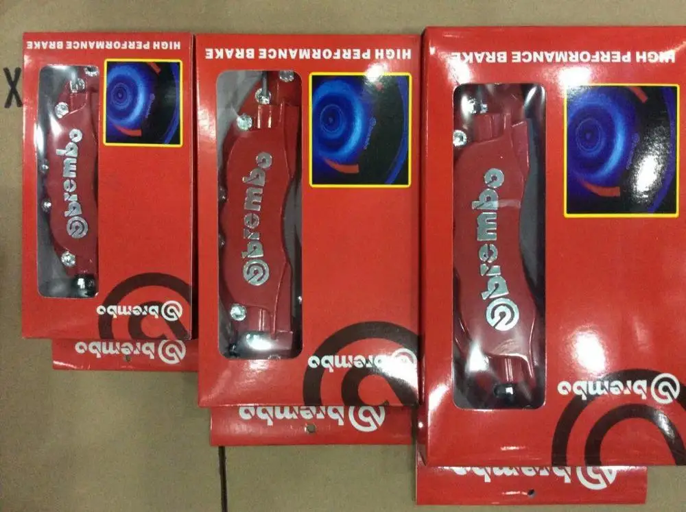 Red KUNBABY 4 цвета ABS пластик Авто хром 3D Brembo Стиль дисковый тормозной суппорт Чехлы передние и задние размер L& M& S - Название цвета: Red