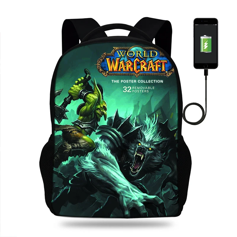 Buleflyer World OF Warcraft рюкзаки школьные сумки Usb зарядка для девочек мальчиков