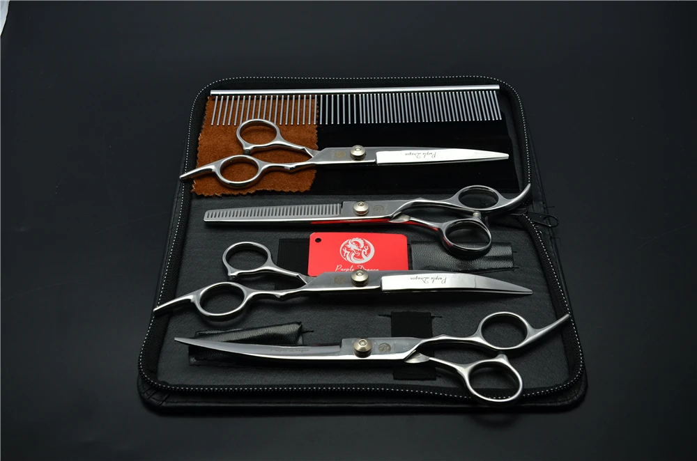 6.0 Inch Professional Hair Hairdressing Scissors Set - 5Pcs Suit with Comb, Cutting Shears, Thinning, and Up&Down Curved Shears Z3001 - 17.5cm image 2