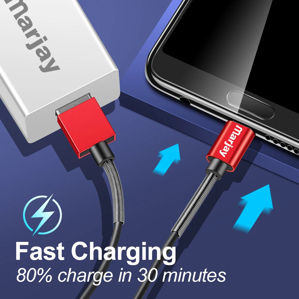 Marjay type C весенний кабель для samsung S10 Note9 Быстрая зарядка зарядное устройство USB huawei