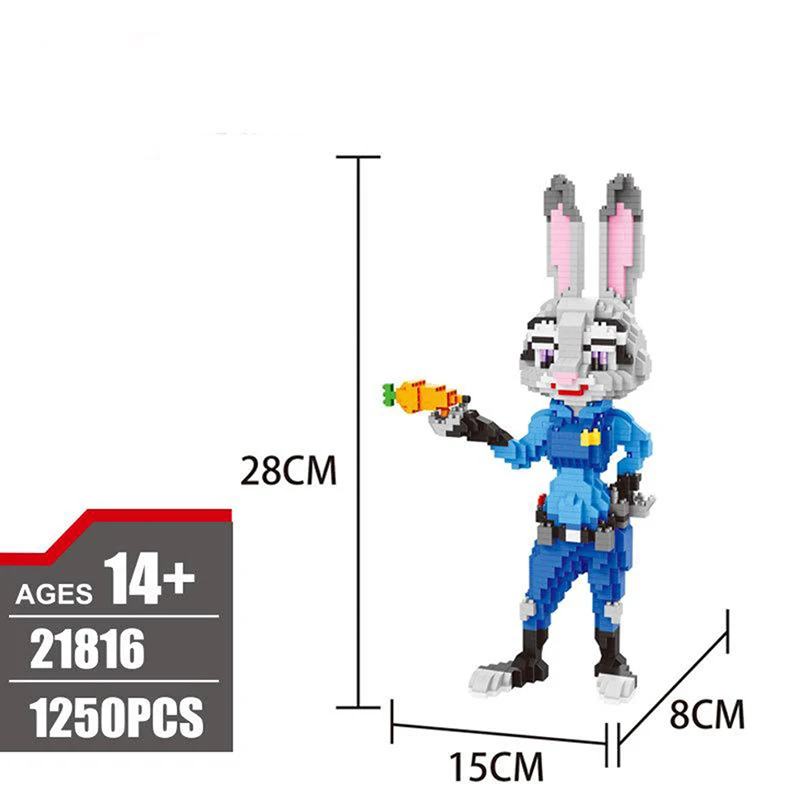 Животное с зоотопии строительные блоки Лис Ник кролик Judy Assembling Модель Сборка игрушки Детские игрушки Подарки совместимые падение