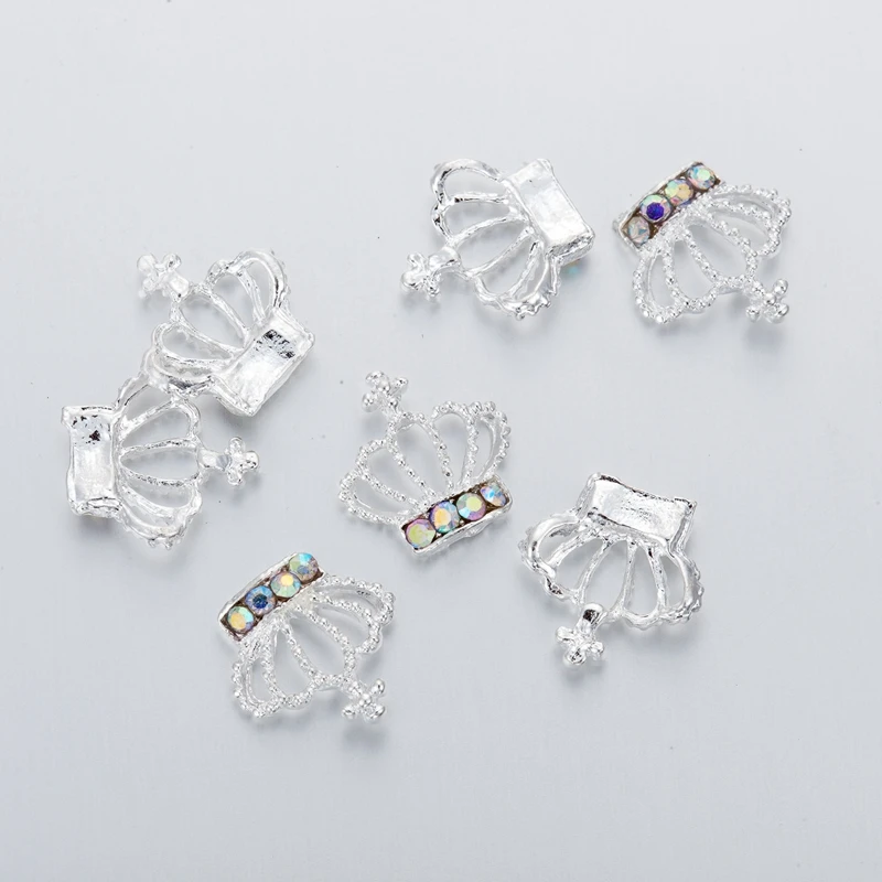 10 шт. 3D нейл арта украшения металлический блеск Корона Стразы для ногтей Подвески