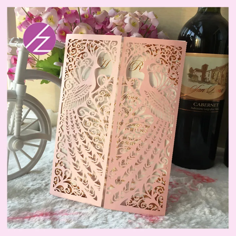 

30pcs Shining phoenix Design wedding invitation laser Luxury Wedding Invitations Card Elegant Lace Favor Wedding party supplies