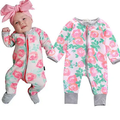 2016 г. новые зимние комбинезоны на молнии с длинными рукавами и цветочным принтом