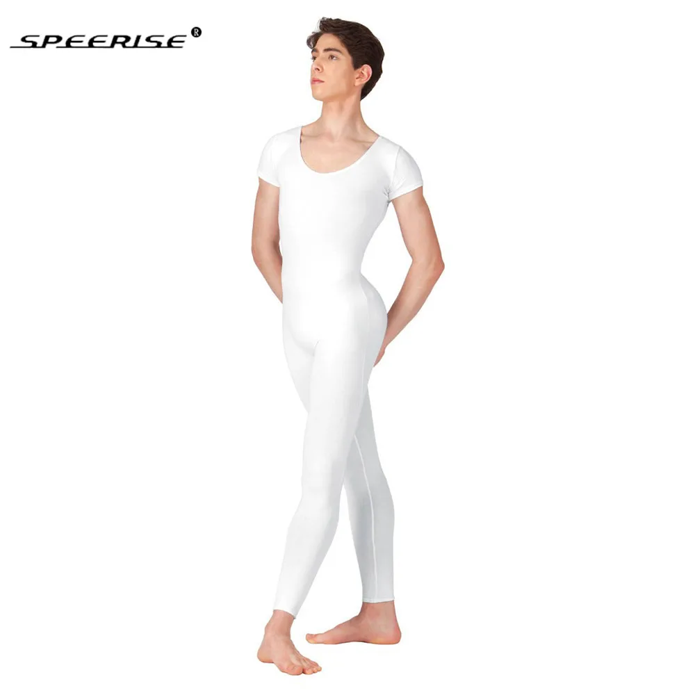 SPEERIS цельнокроеное черное мужское трико лайкра балетные костюмы с коротким