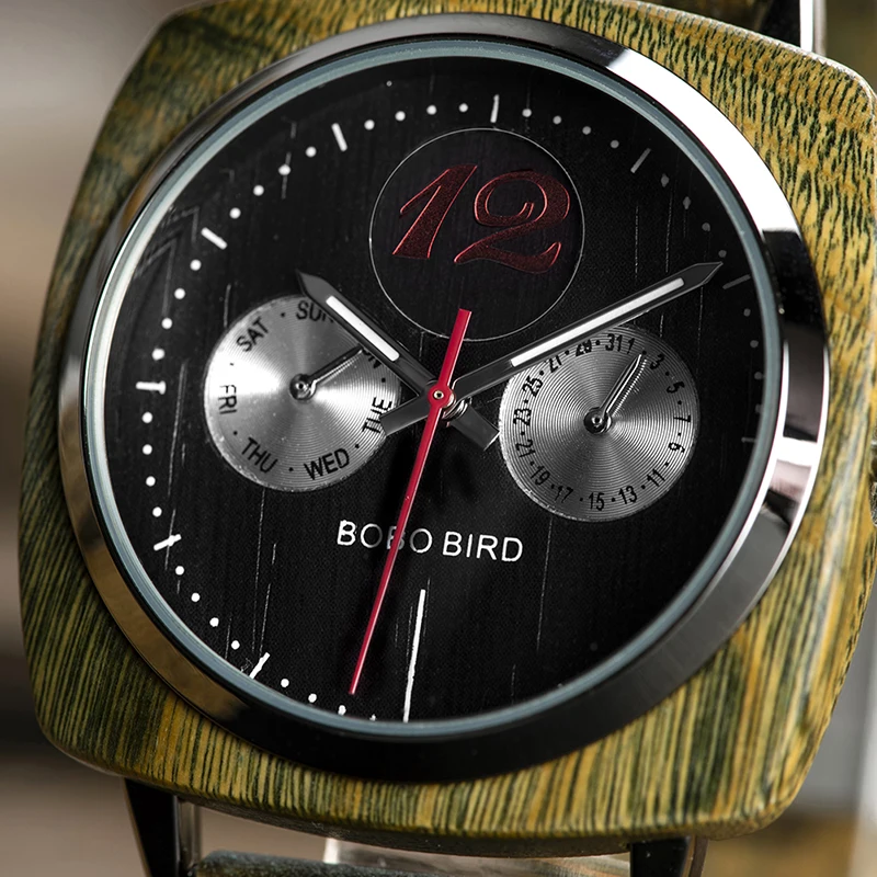 BOBO BIRD relogio masculino роскошные классические деревянные часы с квадратным циферблатом