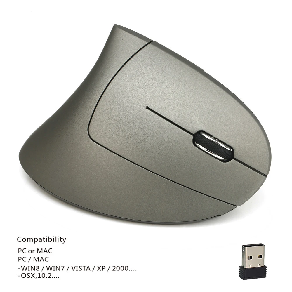 Беспроводная перезаряжаемая эргономичная Вертикальная мышь 2 4 ГГц USB адаптер