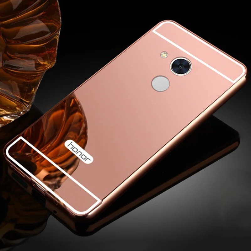 Роскошный чехол для huawei Honor 6 8 9, Зеркальный Алюминиевый бампер, металлическая акриловая задняя крышка для huawei Honor 5C 5X 6C 6A, чехлы для телефонов - Цвет: rose