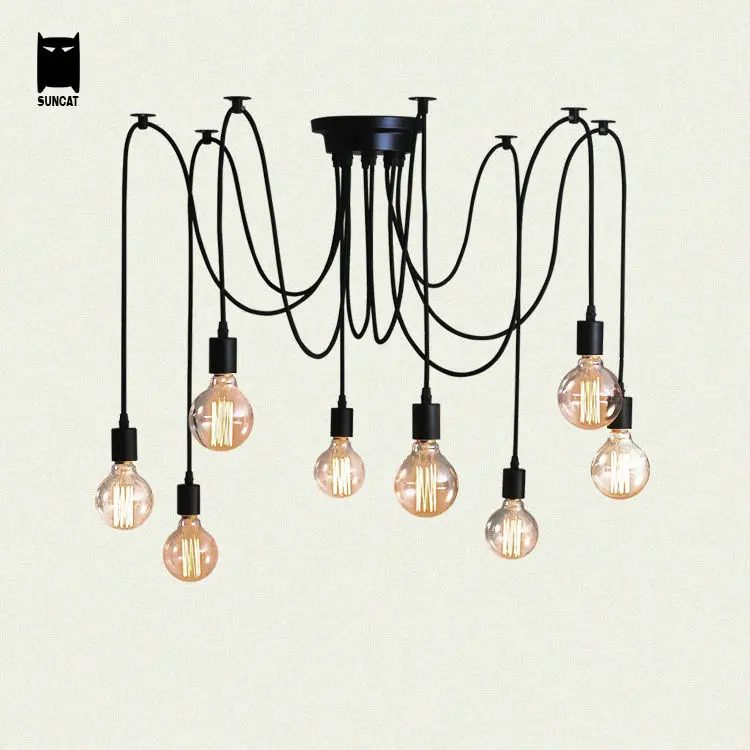 Потолочная люстра черная белая железная современная винтажная в стиле