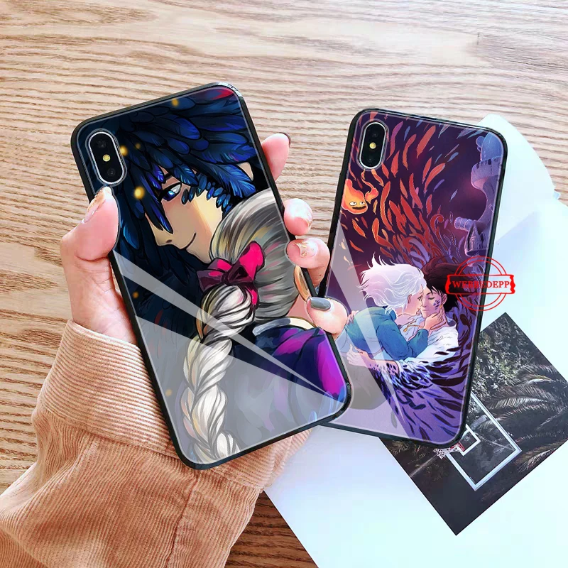 

Anime Howl's Howls Glass Phone Case for Apple iPhone 11 Pro X XS Max 6 6S 7 8 Plus 5 5S SE