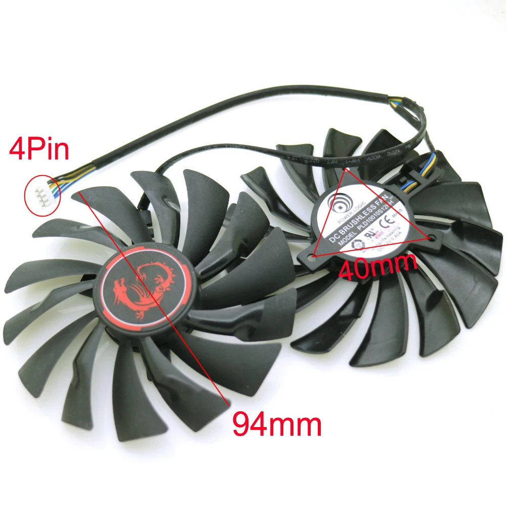 2 шт./лот PLD10010S12HH 12 В 0 40 а 4 контакта 95 мм для MSI R9 380X 390X GAMING GTX960 GTX950 охлаждающий