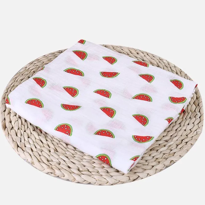 Watermelon Муслиновые хлопковые детские пеленки, мягкие одеяла для новорожденных, игровой коврик, детское банное полотенце, марлевые пеленки для младенцев, спальный мешок, чехол для коляски - Цвет: Watermelon