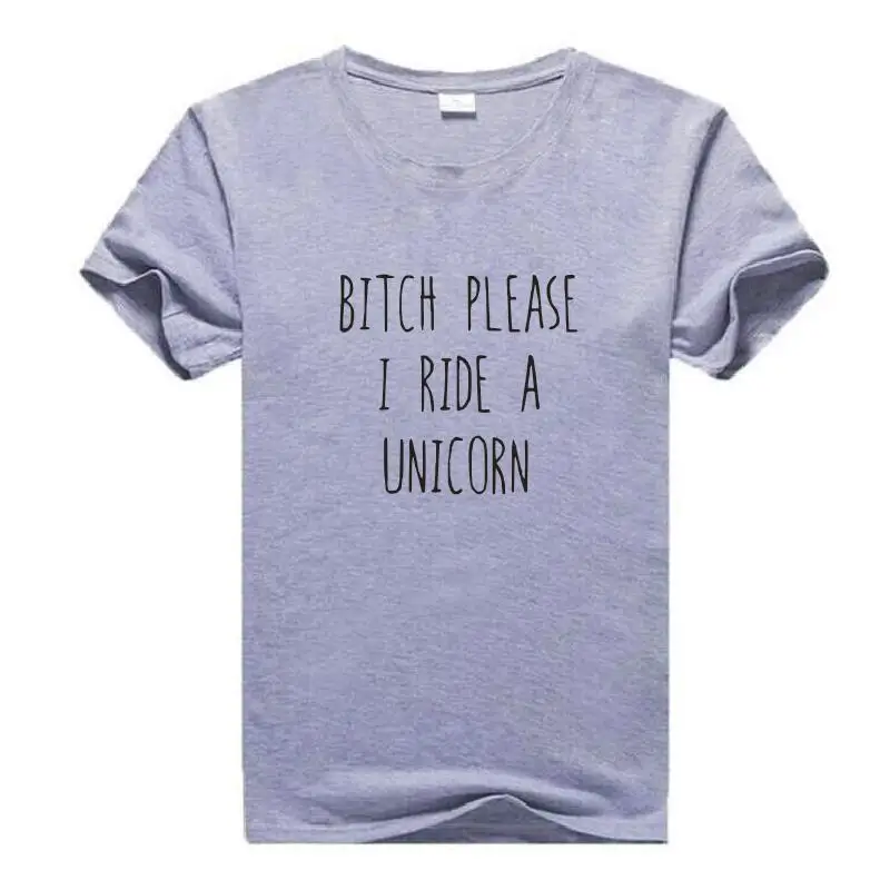 Женская хлопковая футболка с надписью Bitch Please I Ride A Unicorn цвет белый черный смешная