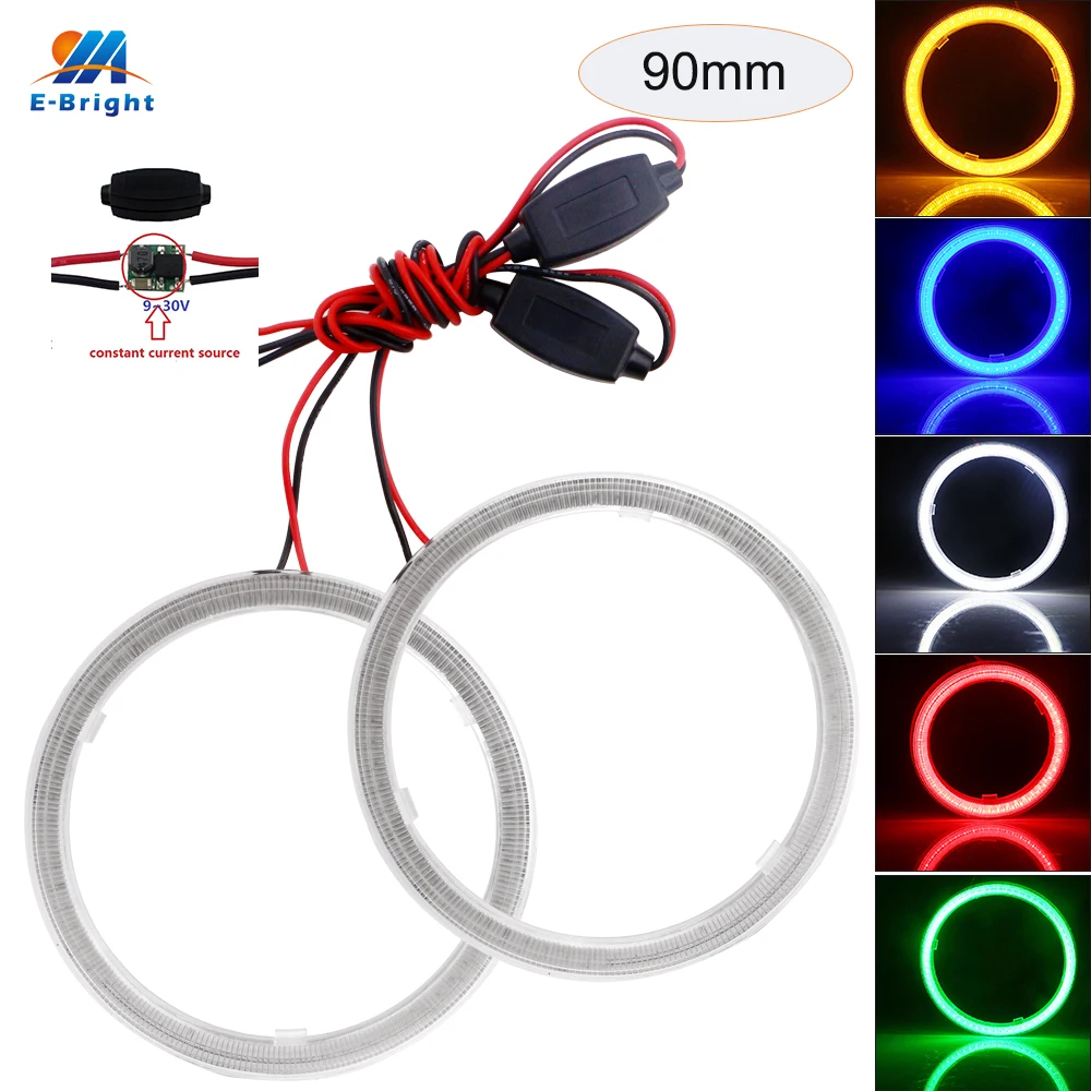 COB 90 мм 2 шт. (1 пара) Авто Halo Rings Angel Eye 12 В 24 фара 66SMD Автомобильный светодиодный