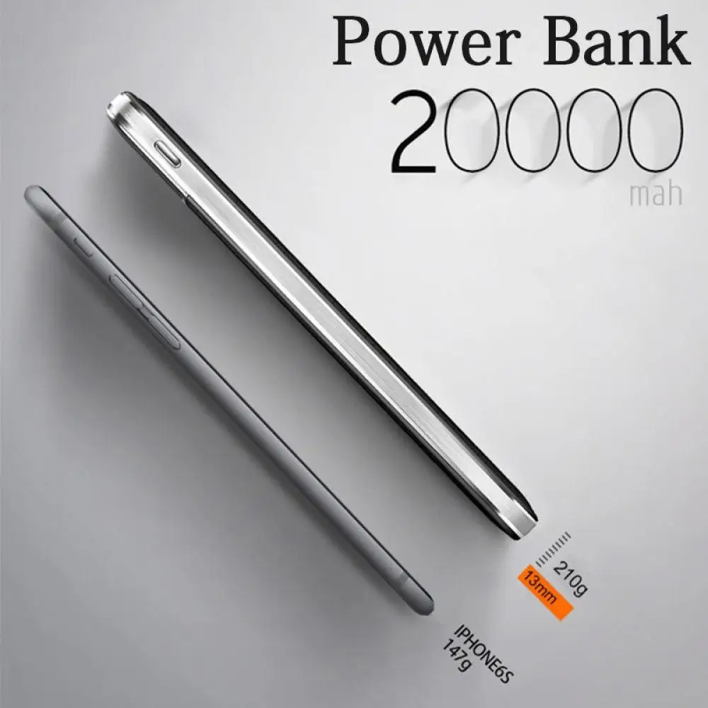 20000 мАч Внешний аккумулятор PoverBank 2 USB LC power Bank портативное зарядное устройство для