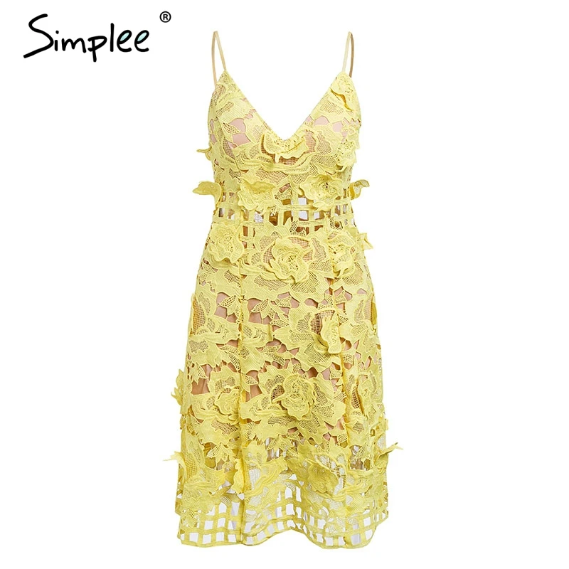 Simplee сарафан с v-образным вырезом кружевное платье для женщин сексуальное