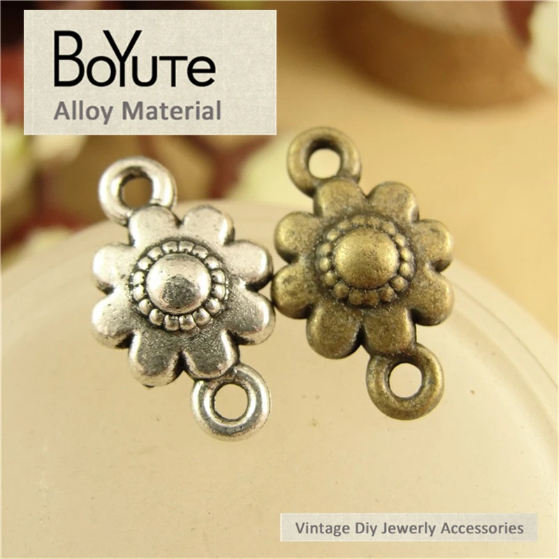 

BoYuTe (100 шт./лот) 16*10 мм античная бронза посеребренный цинковый сплав Соединитель с цветочным узором Diy ювелирных изделий