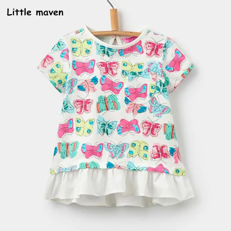 Little maven/Детская летняя одежда для маленьких девочек 2018 футболка с короткими