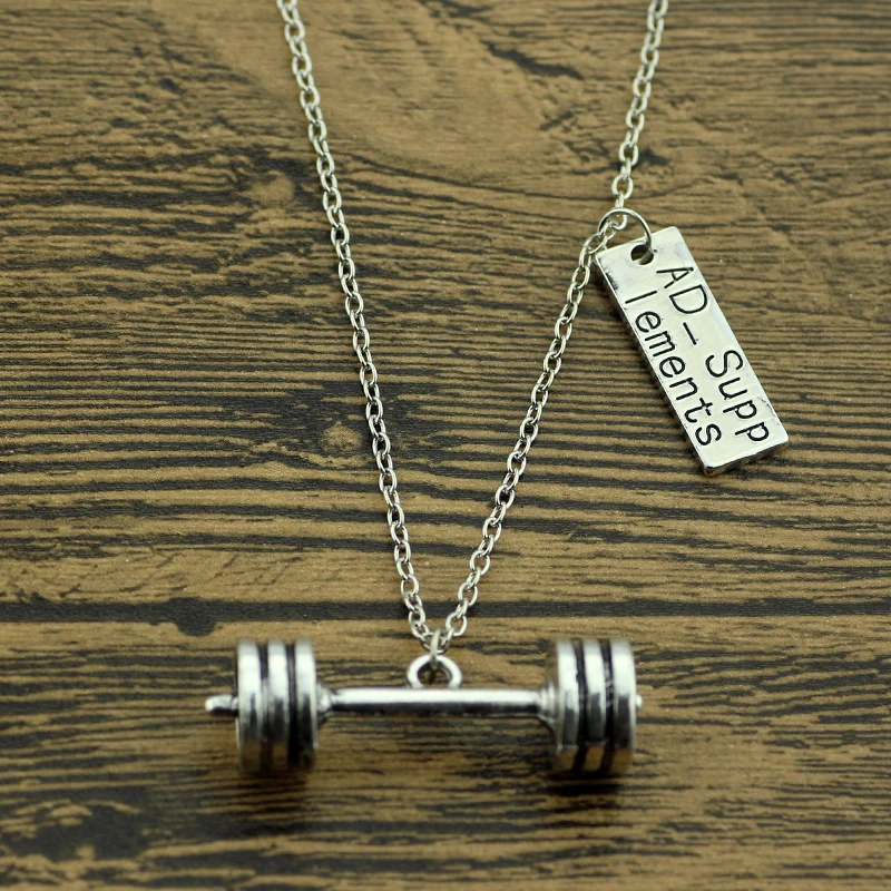 Фитнес зал ожерелье гантели кулон ювелирные изделия Бодибилдинг ожерелья для