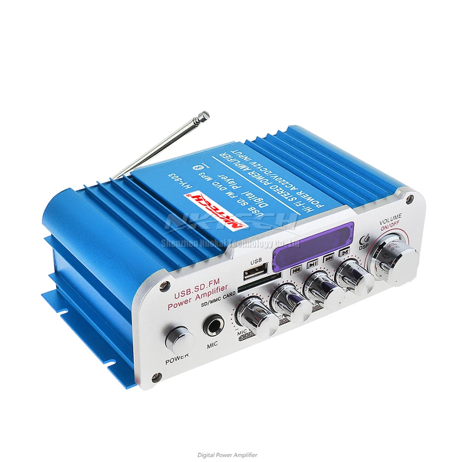 Цифровой автомобильный усилитель NKTECH с Bluetooth 2x41 Вт Hi Fi стерео бас USB SD MP3 DVD DSP 12 в