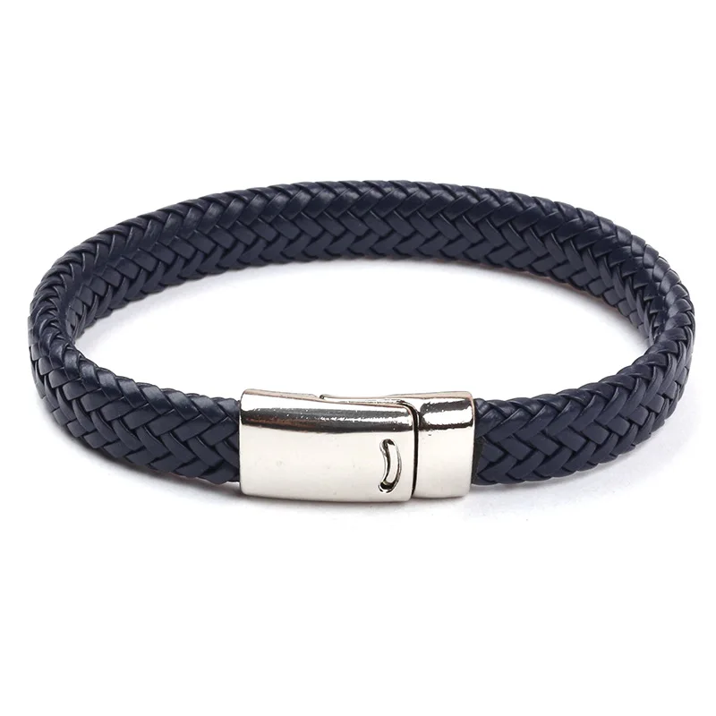 Dark Blue BOYULIGE Шарм Мужские Плетеные Кожаные Браслеты женский браслет из нержавеющей стали браслет в стиле панк персонализированные мужские ювелирные изделия - Окраска металла: Dark Blue