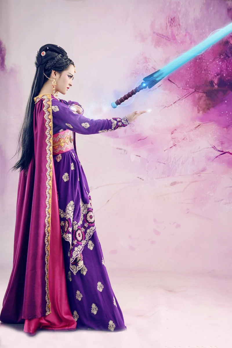 Yu Mo Jian SwordLady костюм с вышивкой + накидка ТВ-игра Shu Shan Zhan Ji актриса Wu Xin для женщин
