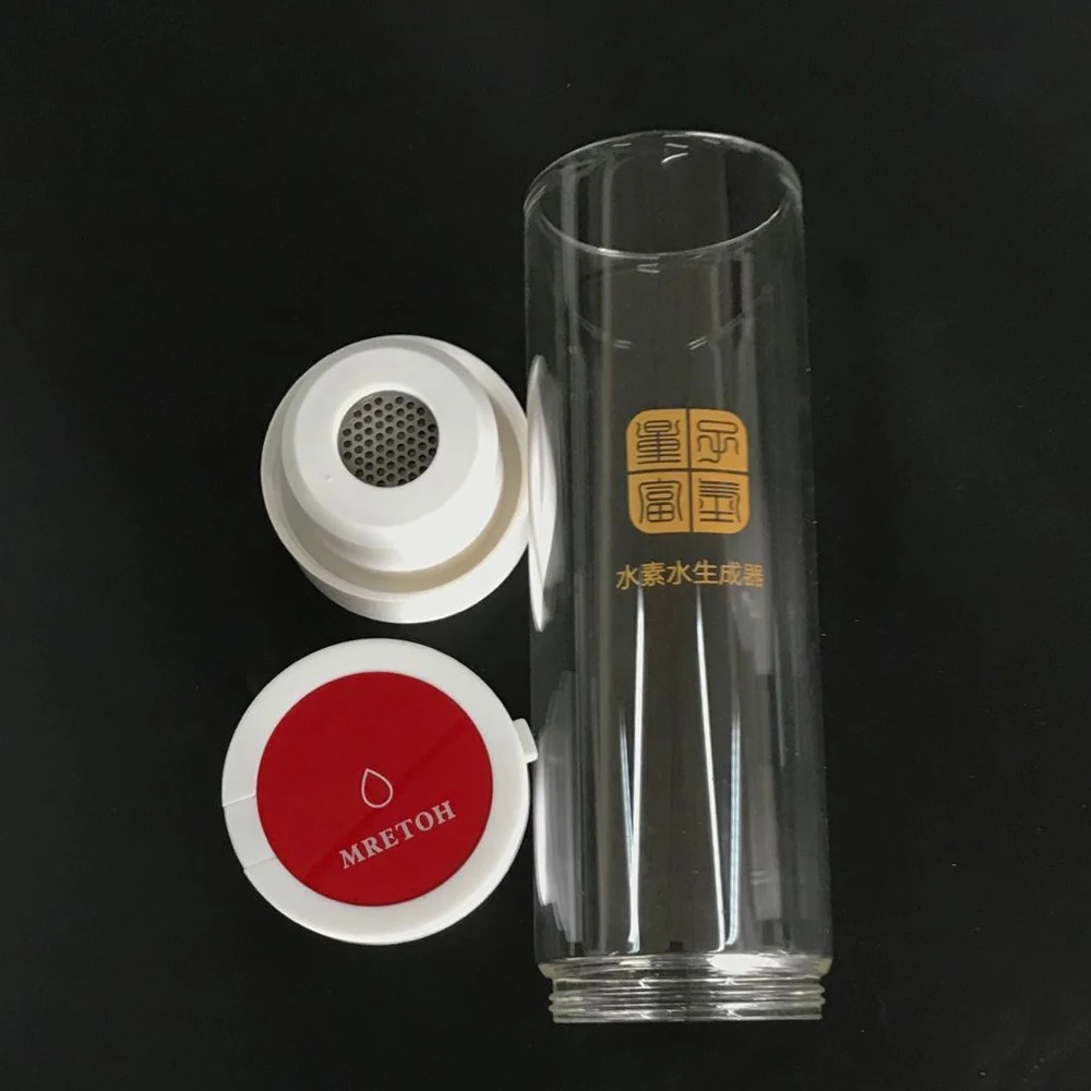 

Rechargeable Hydrogen Rich Water Generator Alkaline Maker Japan Titanium Electrolysis H2 Ionizer 600ML Glass Bottle Anti-Aging