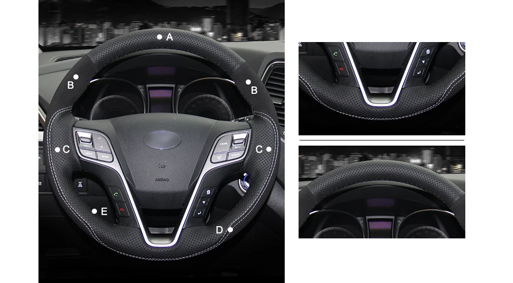 MEWANT черный натуральная кожа черный замшевый чехол рулевого колеса автомобиля для hyundai Santa Fe 2013- ix45 2013