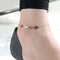 yun ruo 2018 fashion fan shape anklet chain for woman girl party gift rose gold color 316l stainless steel jewelry never fade
