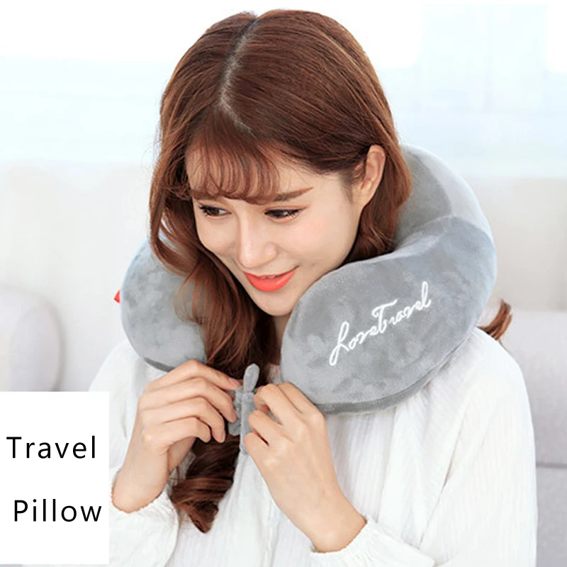 Хлопковая u-образная подушка для путешествий для шеи, модная темно-серая мягкая здоровая подушка для шеи с буквенным принтом, аксессуары для вождения самолета и путешествий 368