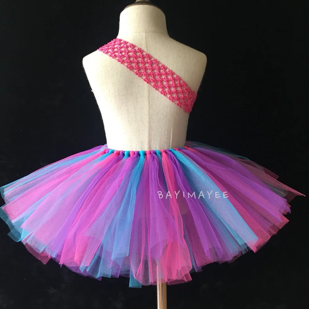 Разноцветные юбки-пачки для девочек с цветами детская пышная Тюлевая балетная