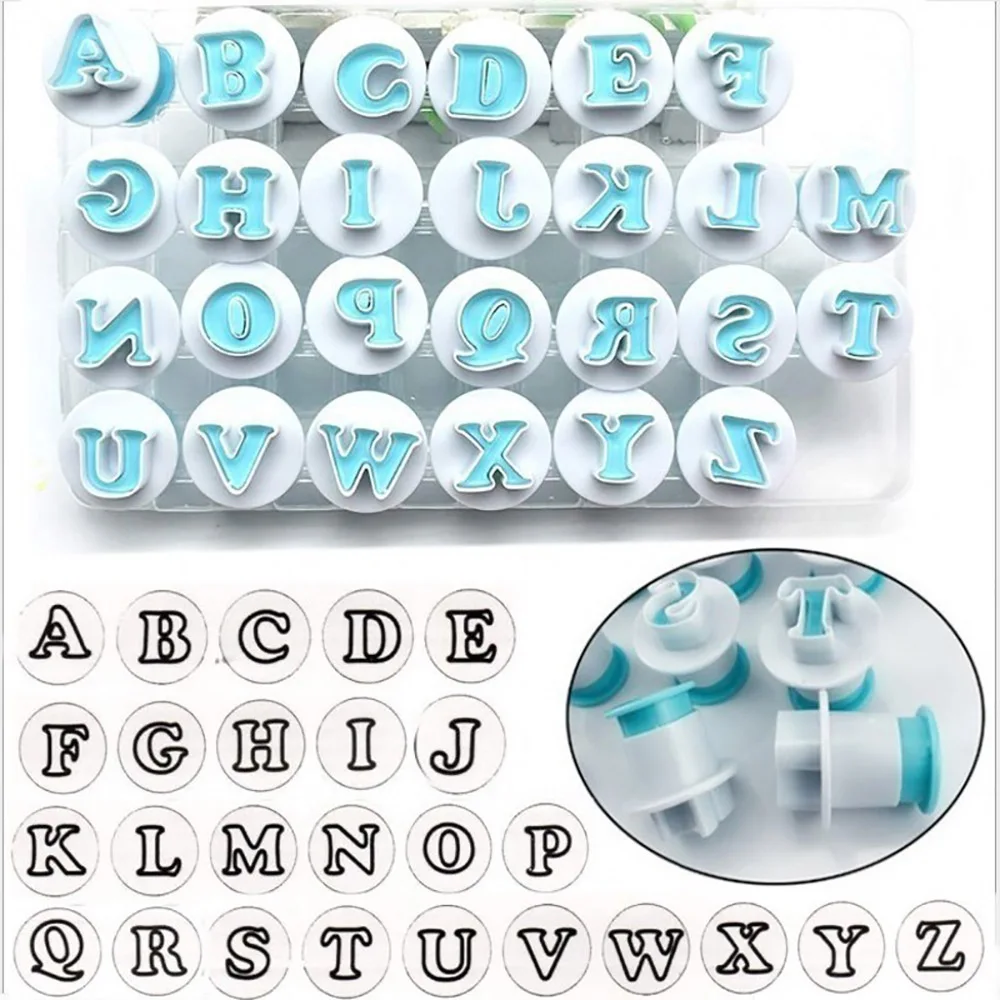 

New 26pcs Set Letter Cookie Cutter Pastry Mold Fondant Decorative Cookie Stamps Alphabet Biscuits Cutting Baking Mold