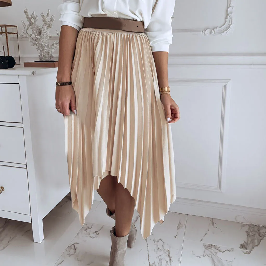 Женская Повседневная элегантная юбка средней длины однотонная плиссированная Wth