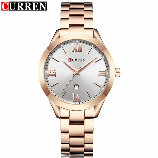 rose white CURREN золотые часы женские часы 9007 сталь женские часы браслет женские часы Relogio Feminino Montre Femme - Цвет: rose white