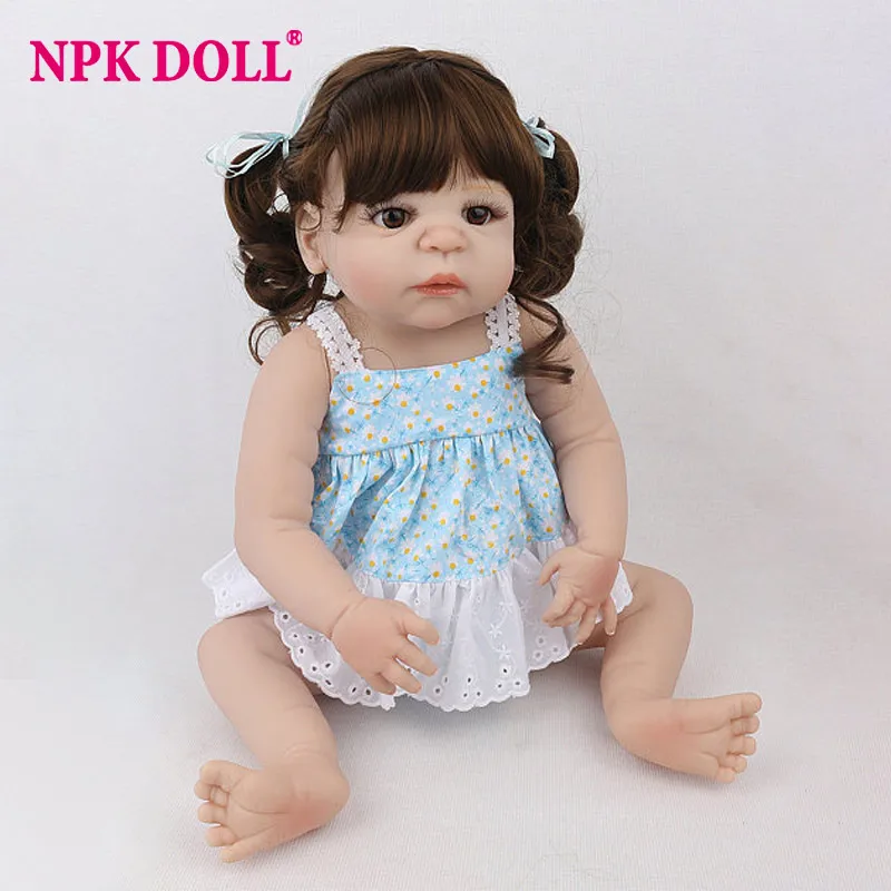 Reborn Baby Doll для девочек полностью виниловые силиконовые игрушки ванной синее