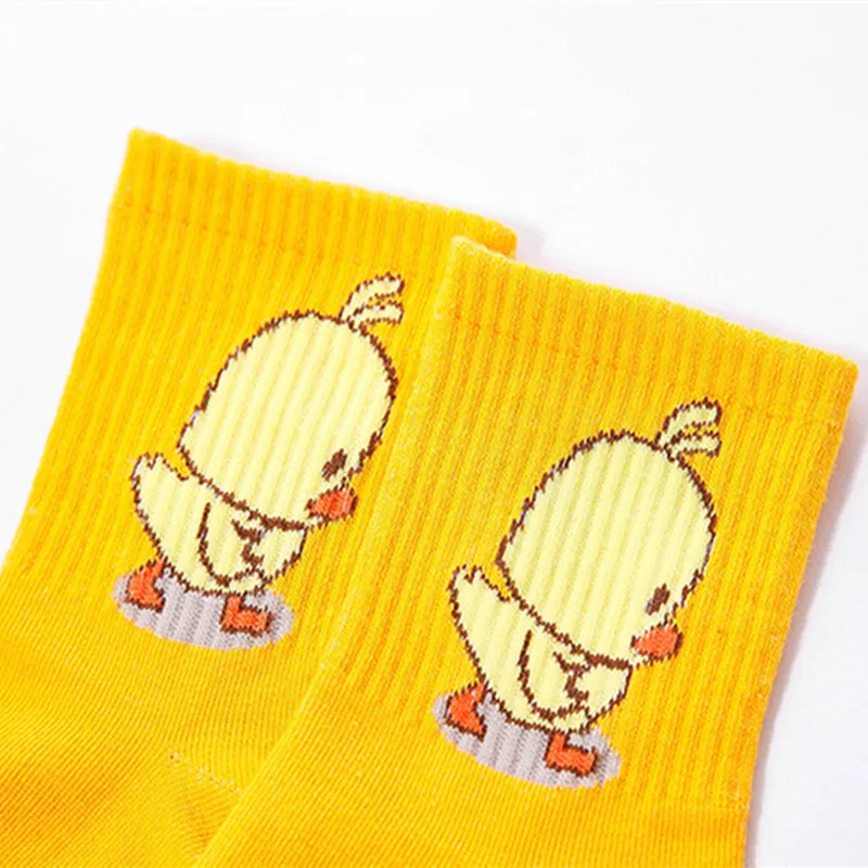 2020 г. Унисекс милые желтые носки с изображением персонажей мультфильмов