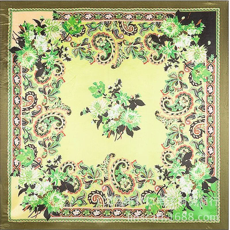 90x90 см Модный стиль шарф из искусственного шелка женский Кешью цветочный узор