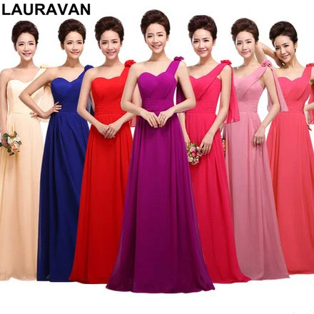 Элегантное Длинное темно-синее фиолетовое желтое красное ярко-розовое платье