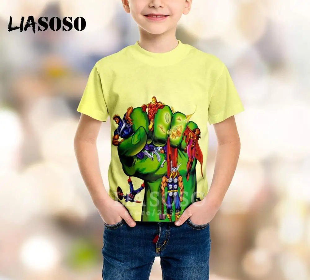 20 LIASOSO/Новая модная летняя детская толстовка футболка с 3D принтом из фильма Халк детский пуловер с короткими рукавами в стиле хип-хоп для мальчиков и девочек A216-04 - Цвет: 20